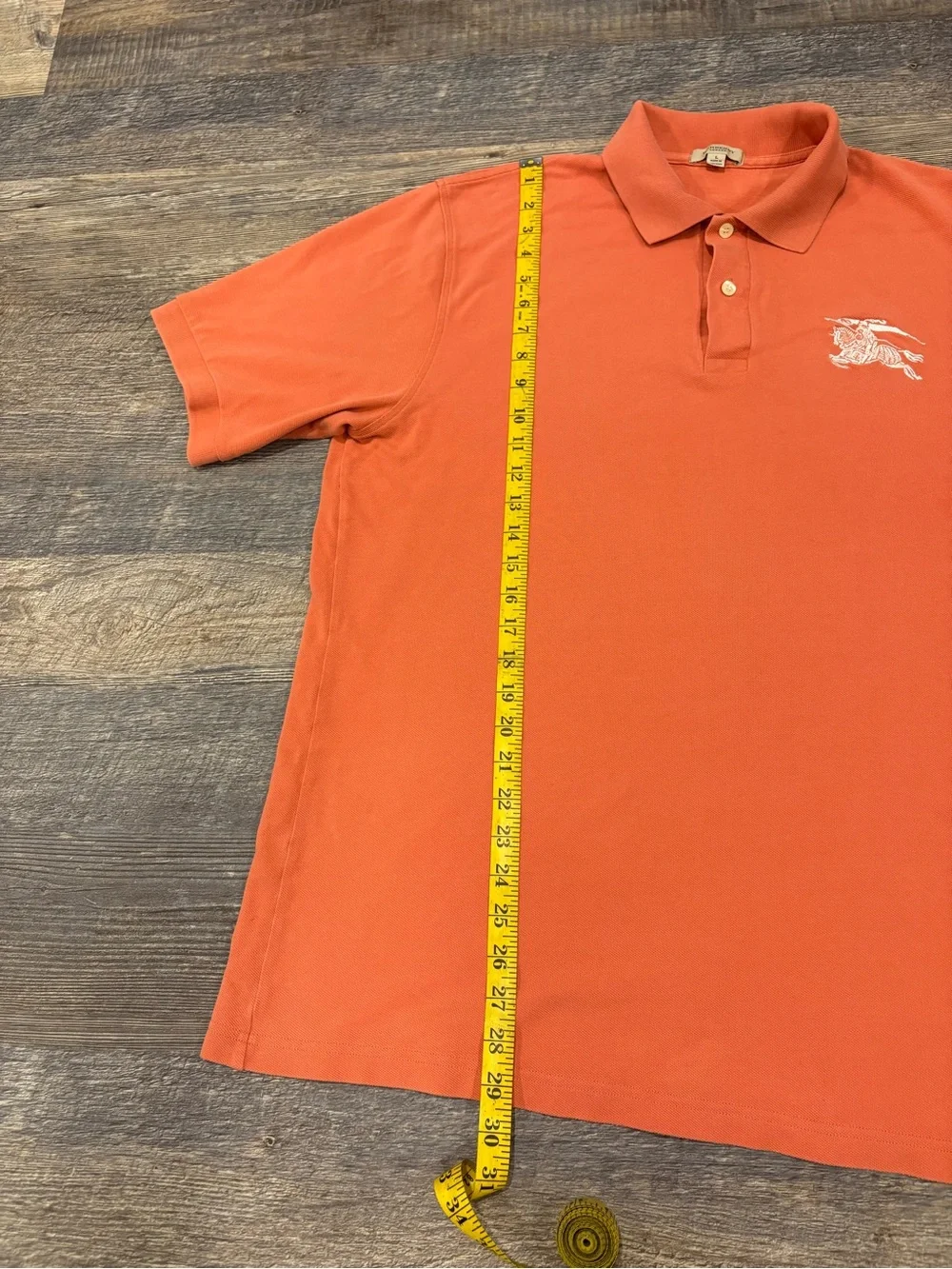 Burberry London Orange Cotton Polo Shirt Men’s Large Short Sleeve Classic